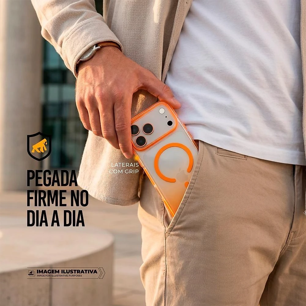 Capa para Iphone 17 Pro Max Gshield Akroma Magsafe Proteção Reforçada Laranja 1 Unidade