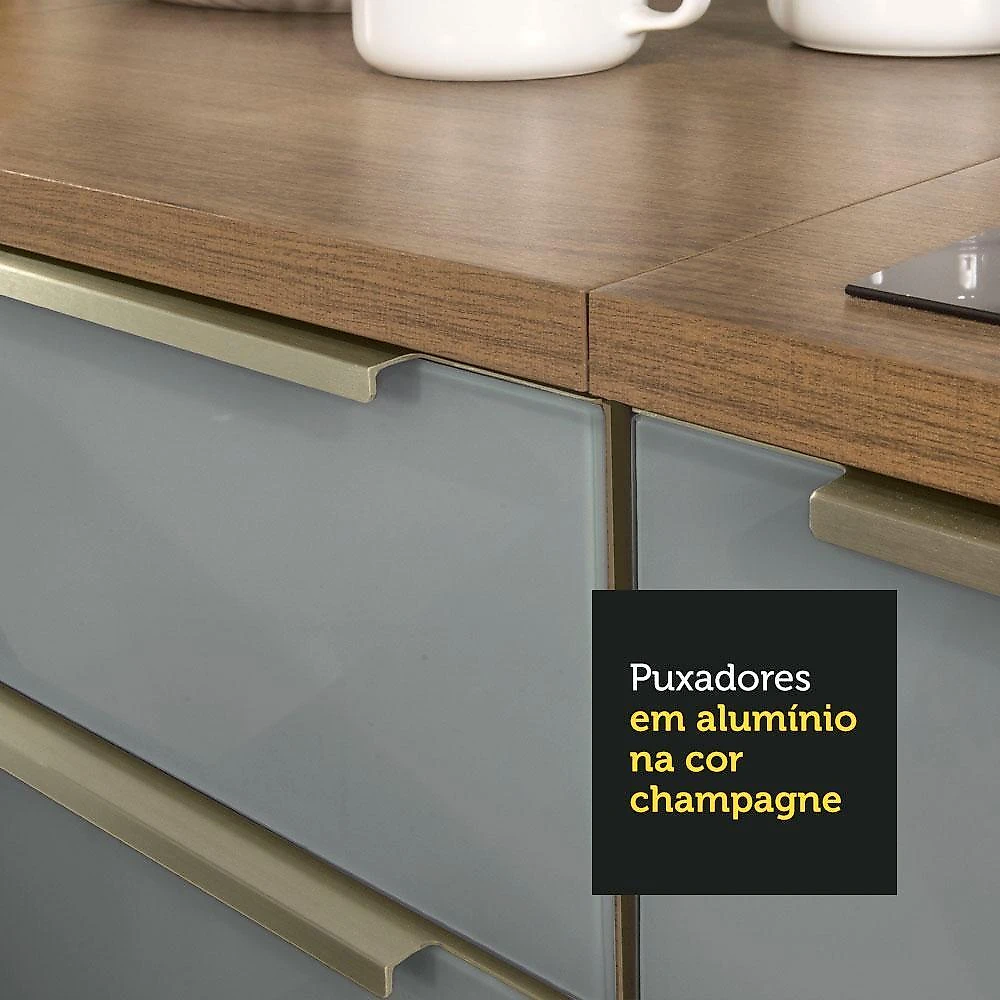 Cozinha completa madesa lux 340001 com armário e balcão - rustic/cinza