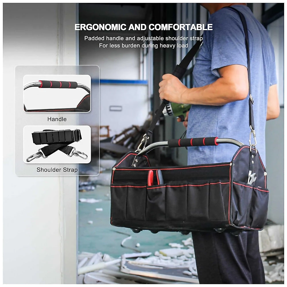 Bolsa de Ferramentas Organizadora com 27 Compartimentos, HAUTMEC HT0020 TB, Preto