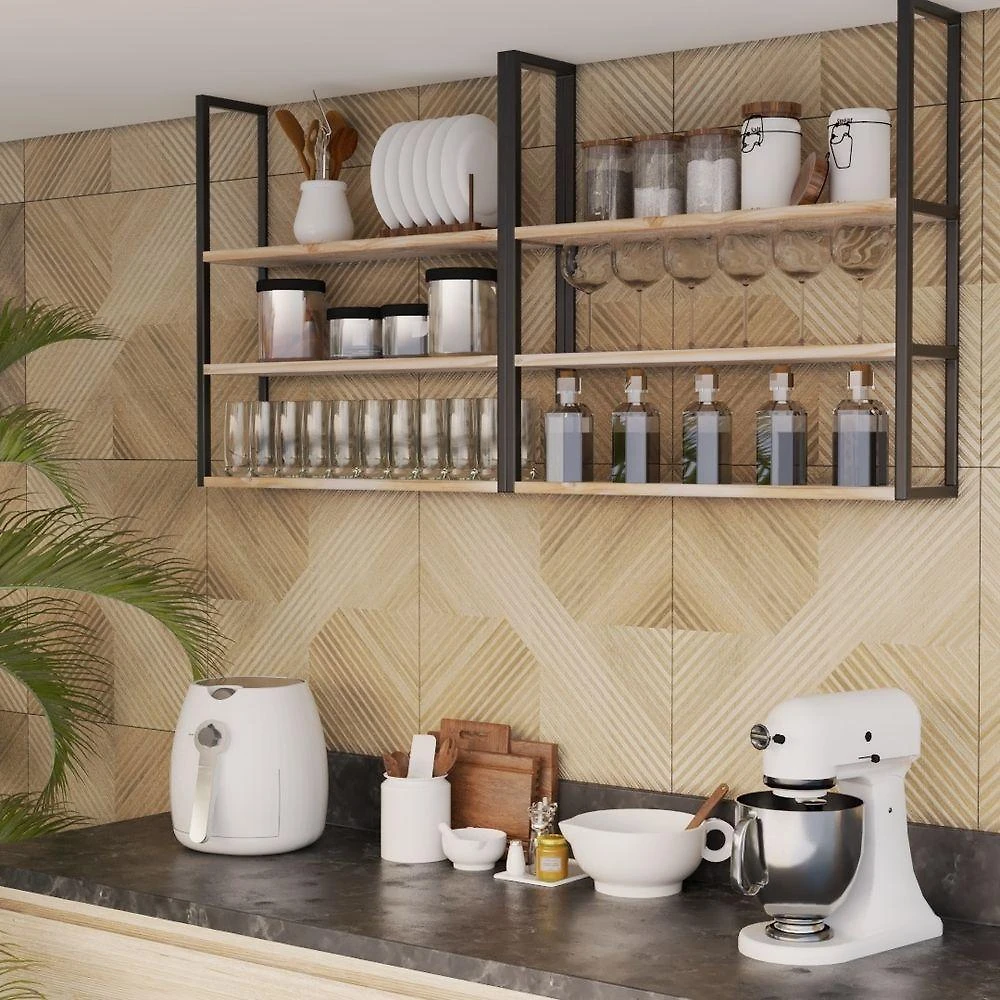 Suporte Preto Moderno Flutuante P/ Decorar 60x20cm