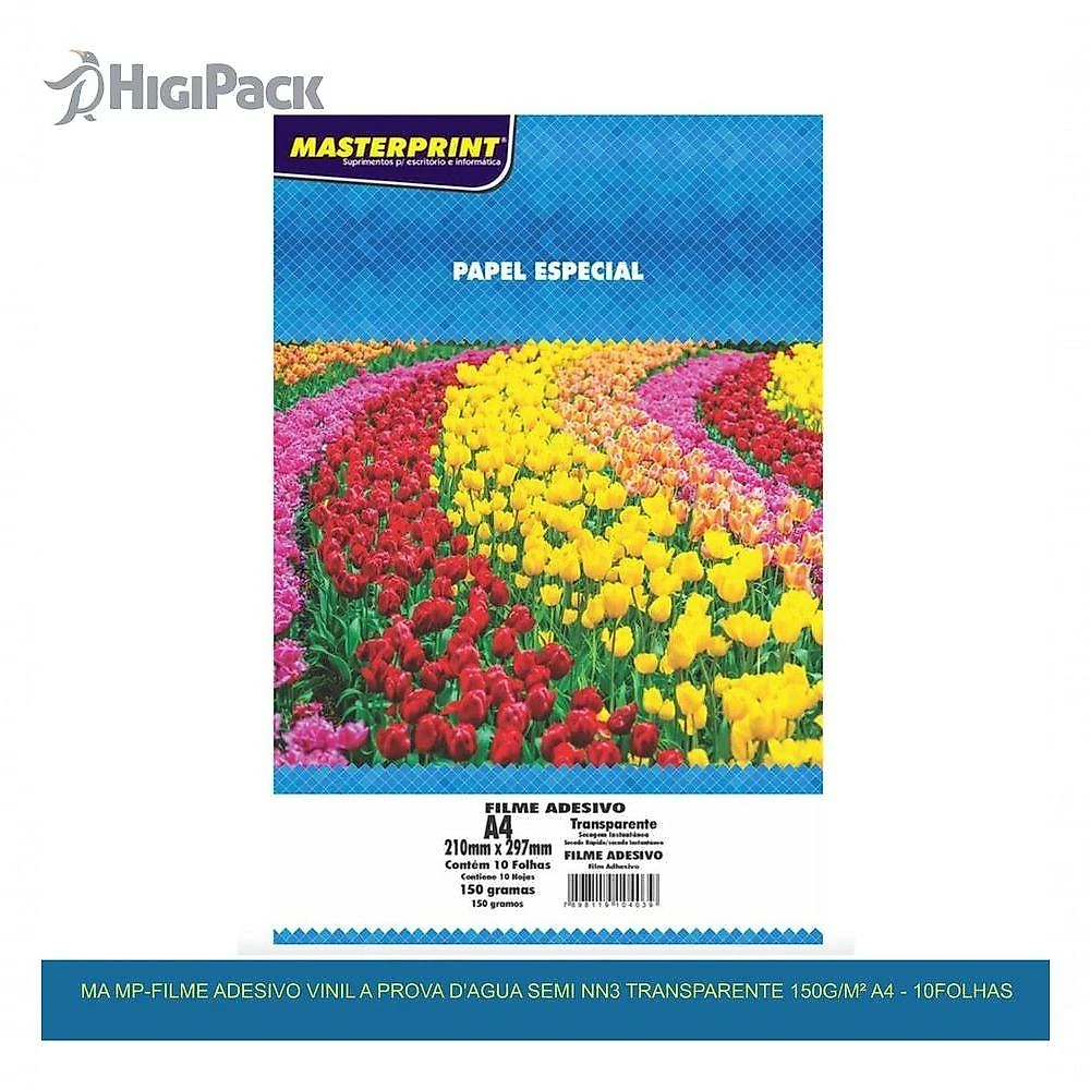 Papel Adesivo Vinil Masterprint Semi NN3 A4 10 Folhas Transparente