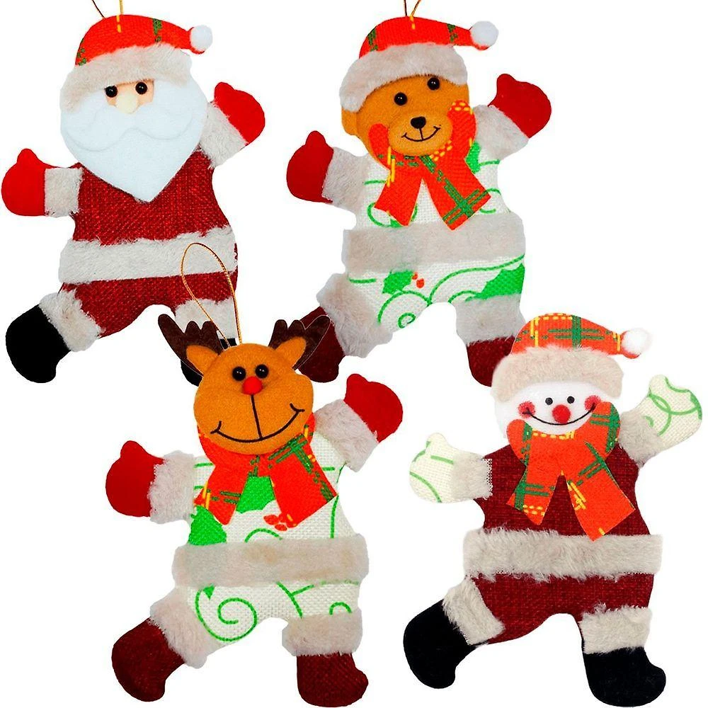 Kit Decoração Natalina Pendentes de Natal com Urso Rena Papai Noel e Boneco de Neve Branco 32