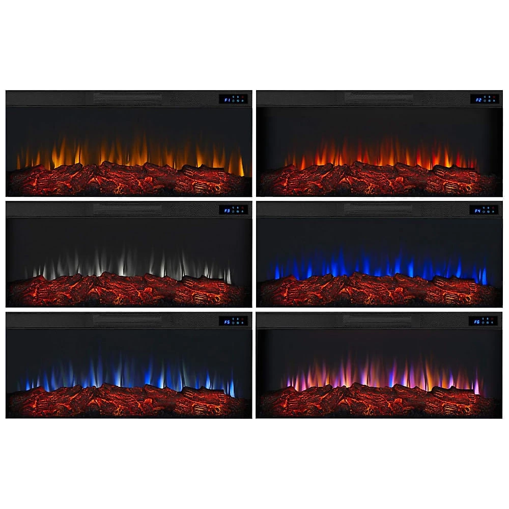 Lareira Elétrica Real Flame Bernice 170,18 cm com Suporte para Sala de Estar ou Quarto, Inserto de Lareira Substituível, Efeito Realista de Lenha e