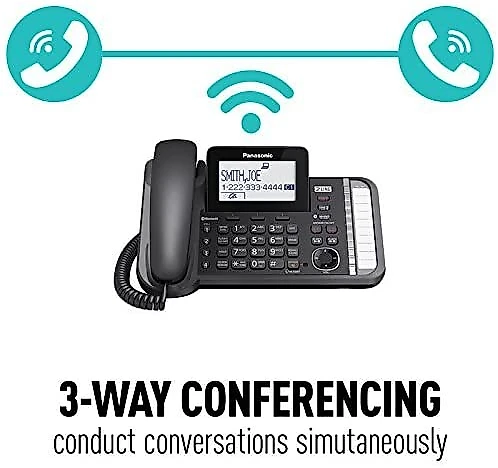 Panasonic Telefone sem Fio, c/ Bluetooth e secretária eletrônica, 3 unidades, preto.