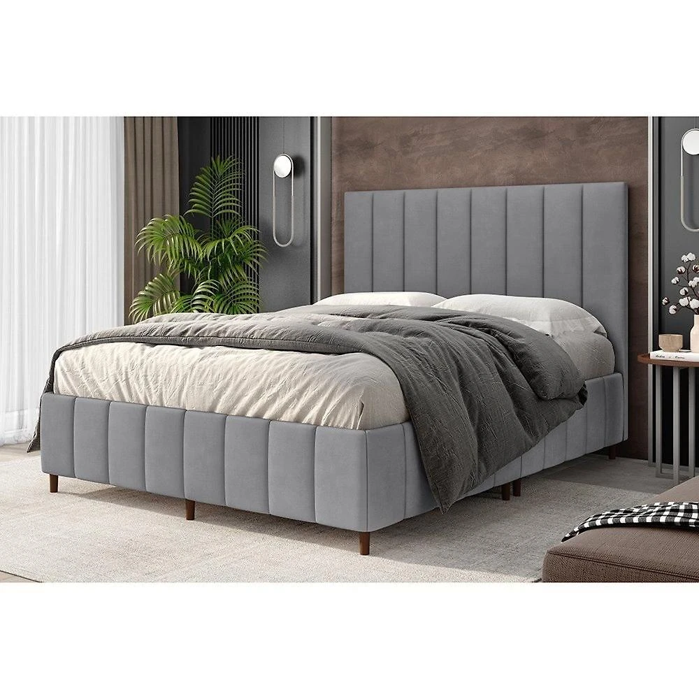 Conjunto de Cama Eva 138 Casal ( Cabeceira e Base) Cinza