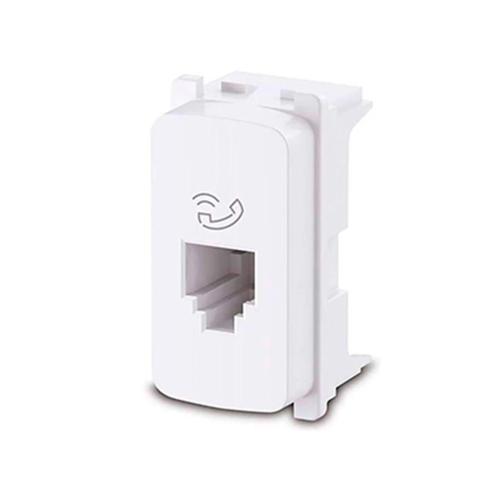Tomada Telefone Pial 680156 Zeffia para Linha Telefonica RJ11 2 Fios Branco