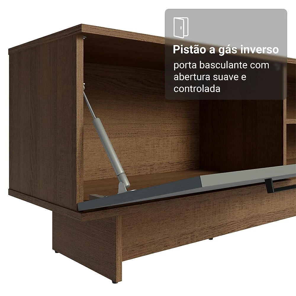 Rack para tv até 80 polegadas 218 cm 2 portas rustic/cinza agata madesa