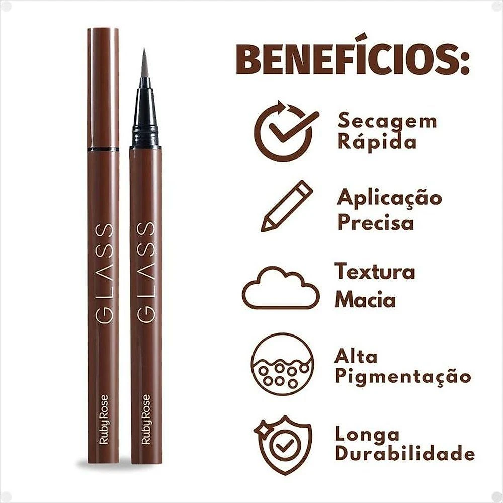 Ruby Rose Caneta Delineadora Marrom Dark Brown Glass Hb5272 0,6g