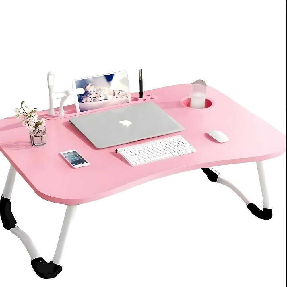 Mesa para Notebook Home Office com Usb Ventilador Iluminação Rosa Yeet