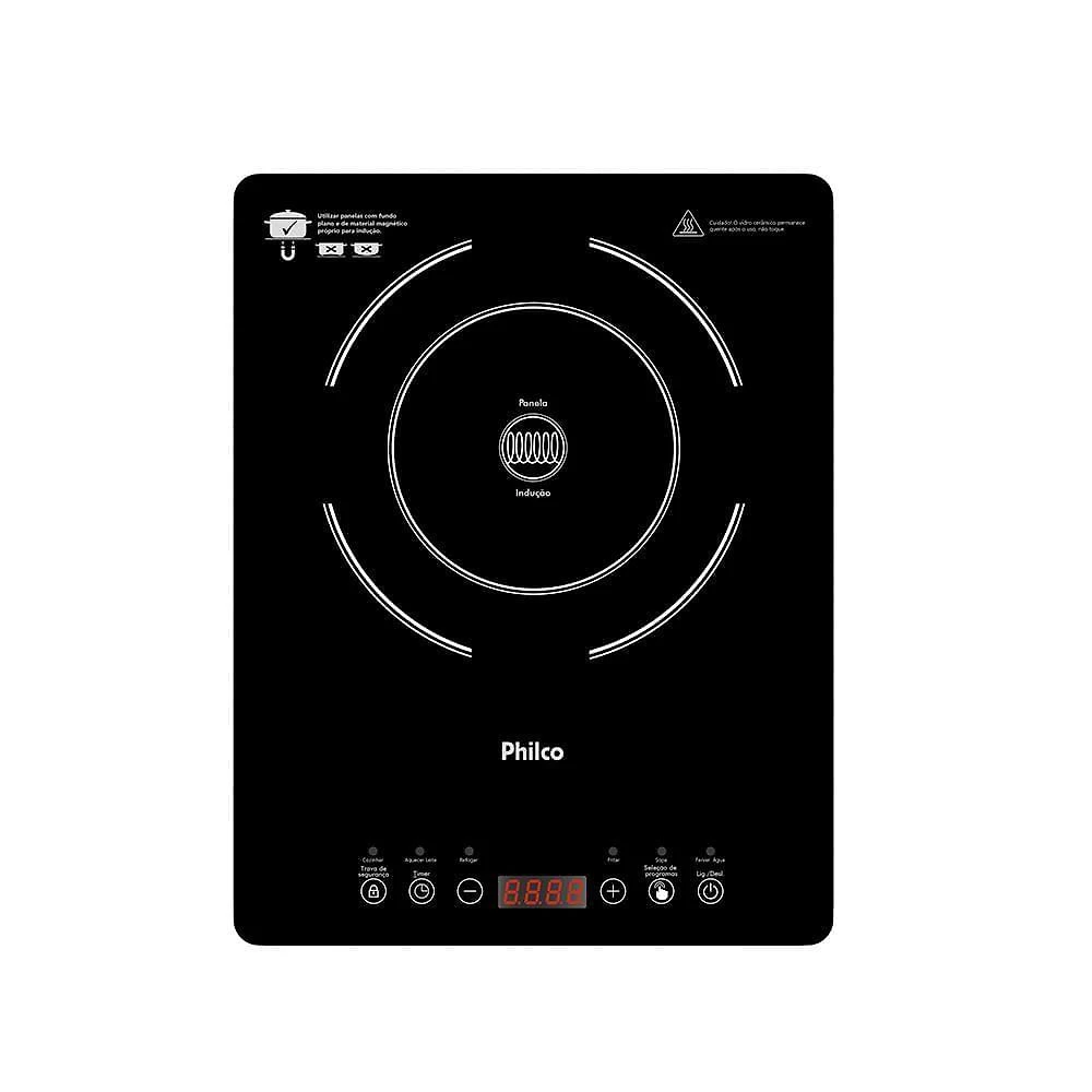 Cooktop de Indução Portátil Philco PCT10A Display Digital Painel Touch Preto 220V