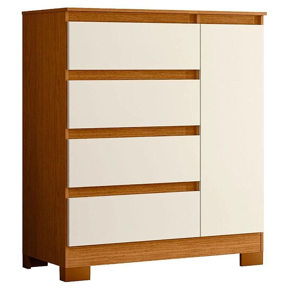 Guarda Roupa Casal Doble 8 Portas de Bater Cômoda Sapateira 4 Gavetas MDP Cinamomo Off White