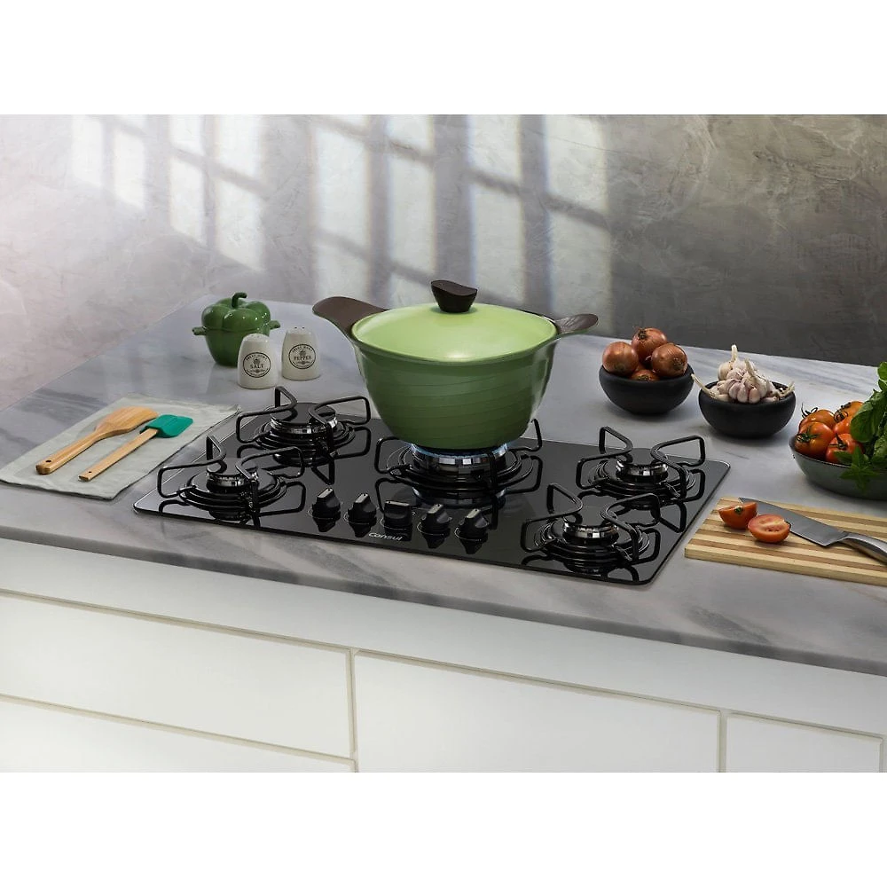 Miniatura Cooktop a Gás 5 Bocas Consul Quadrichama CDD75AE Preto - Bivolt