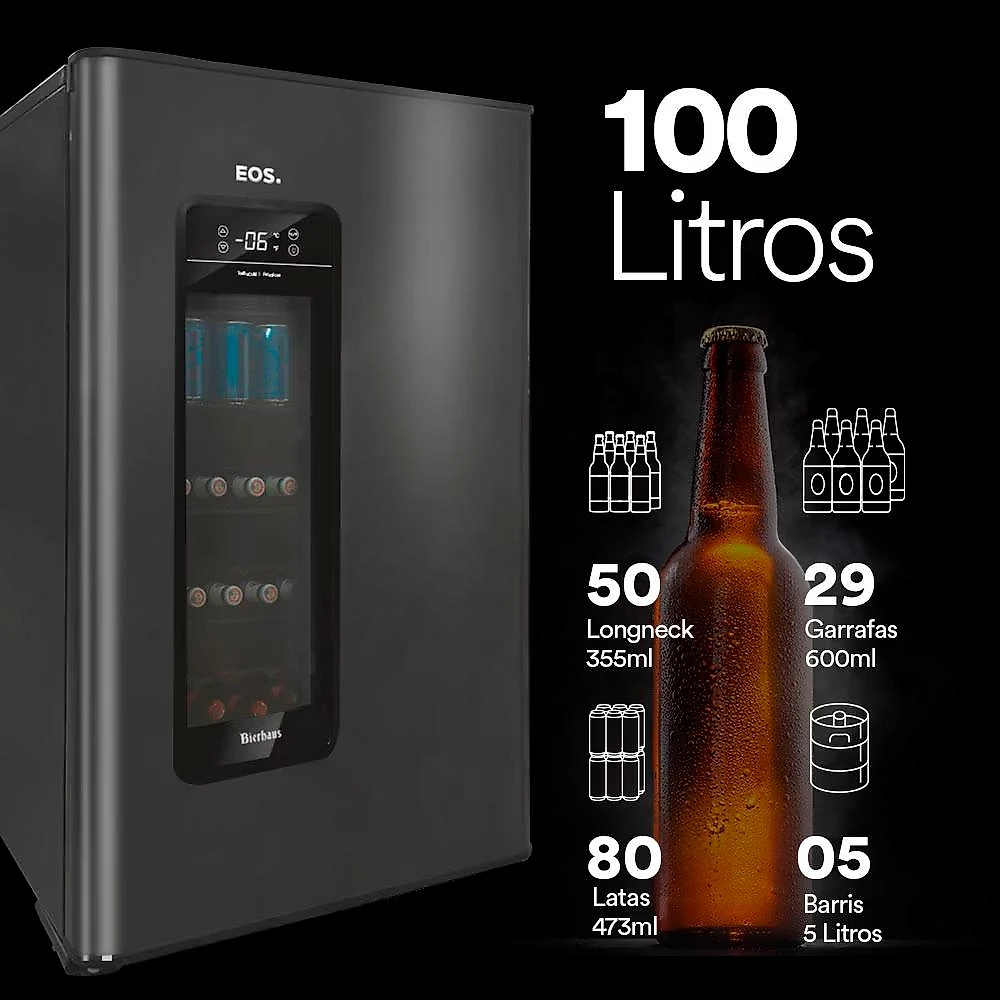 Cervejeira EOS Bierhaus 100 Litros Frost Free Titanium ECE110 220V