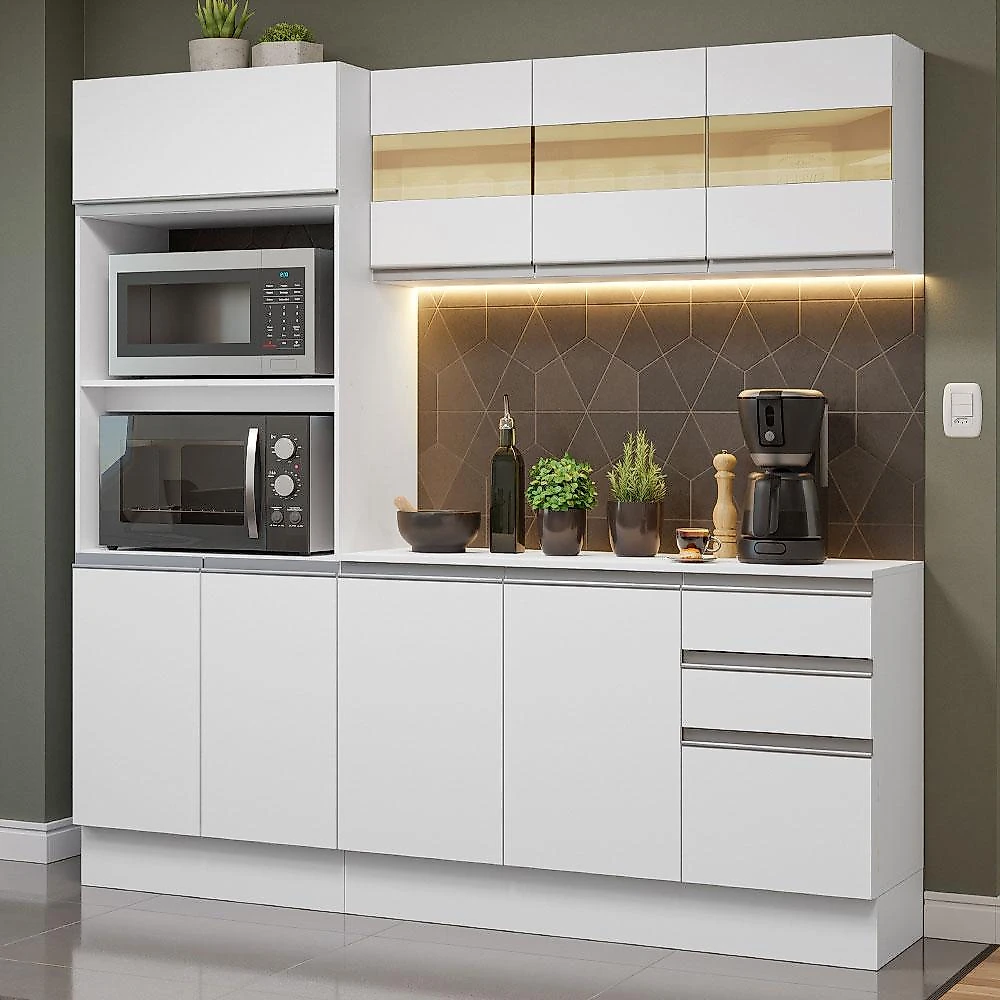 Miniatura Armário de Cozinha Compacta 100% MDF 190 cm Smart Madesa 01 Branco