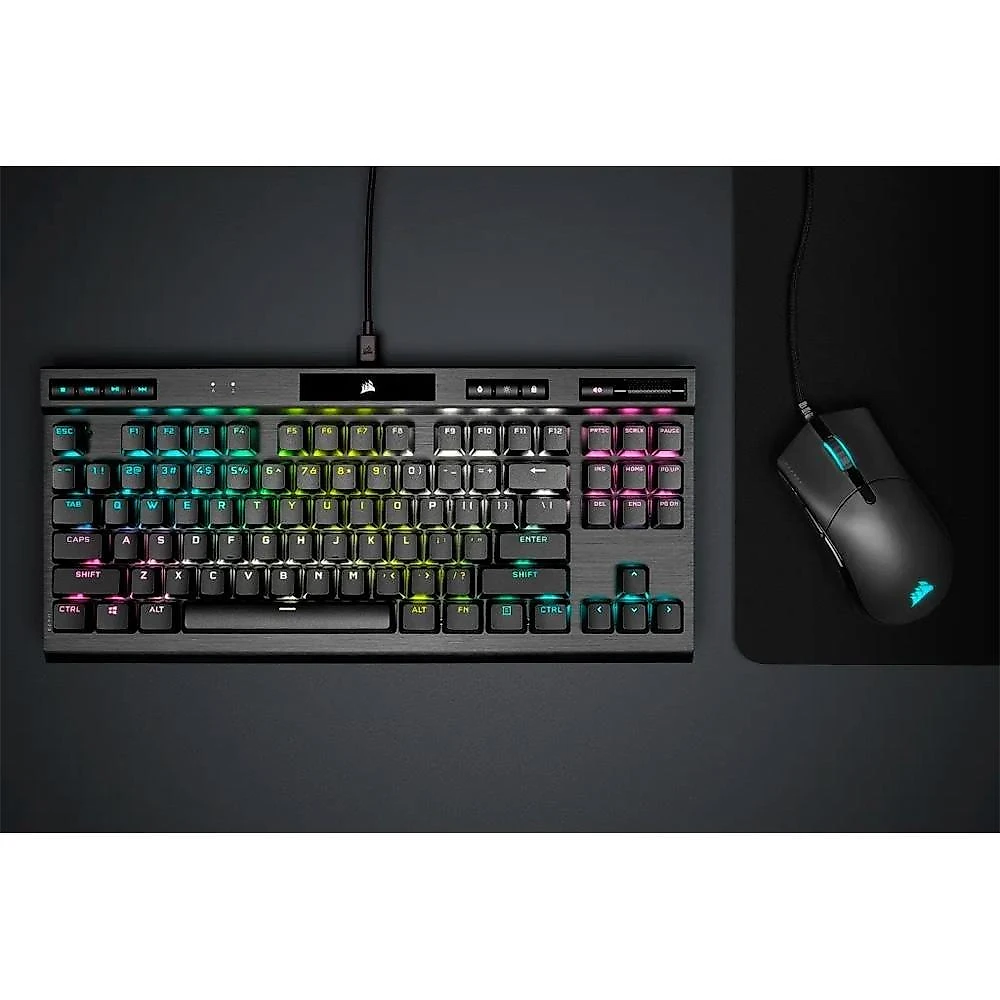 Teclado Mecânico Gamer Corsair K70 RGB, TKL Champion Series, Corsair OPX, Preto PBT Keycaps, Anti-Ghosting, US - CH-911901A-NA