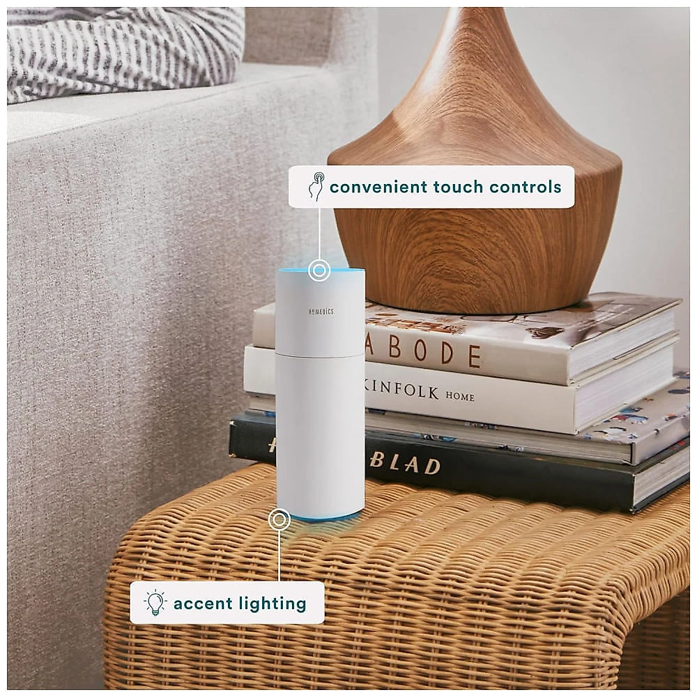 Umidificador Portátil 250mL de Névoa Fria para Viagens com Luz e 2 Configurações, Homedics, Branco