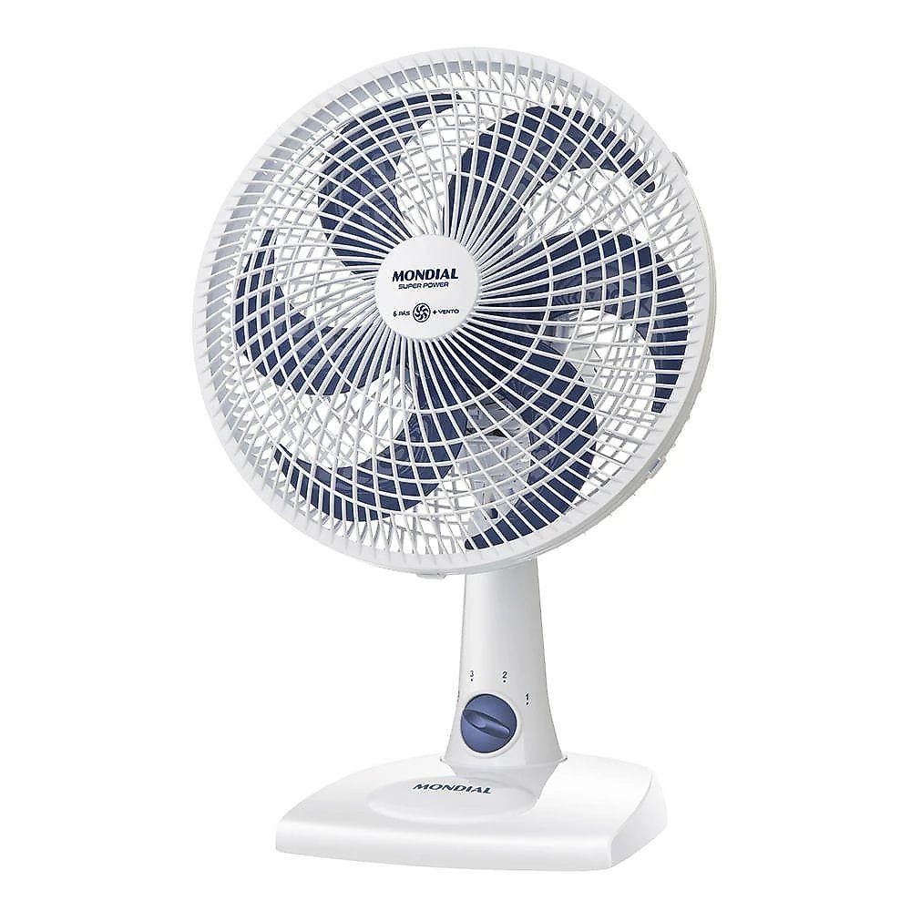 Ventilador de mesa mondial 60w 30cm 6 pás 3 velocidades branco 220v