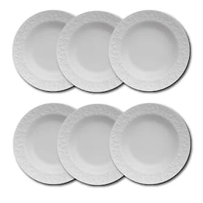 Miniatura Conjunto de Pratos Fundos Germer Tassel em Porcelana Branco – 6 Peças