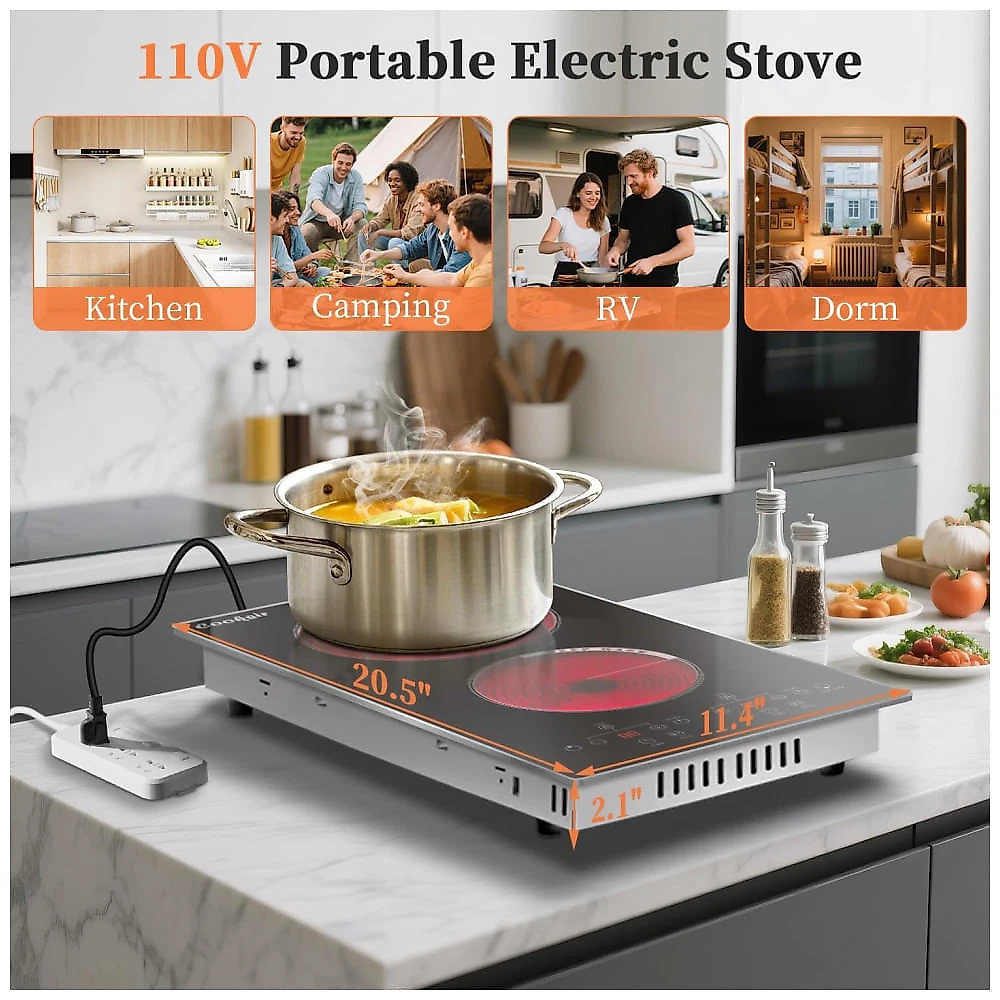 Cooktop Elétrico Portátil 2 Bocas, 110V - Cooksir