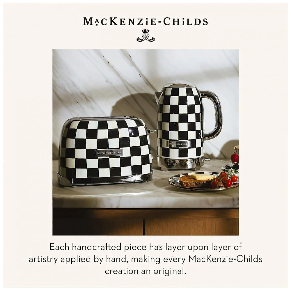 Chaleira elétrica MacKenzie-Childs Sterling Check inox preta e branca 8 xícaras 1500W 110V