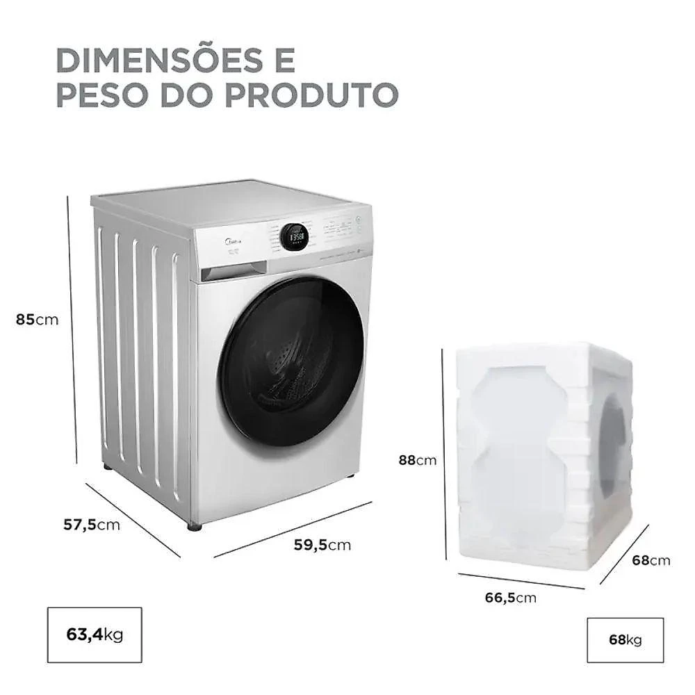 Lava E Seca Midea 11Kg MF201D110WB/WK Branco 110V