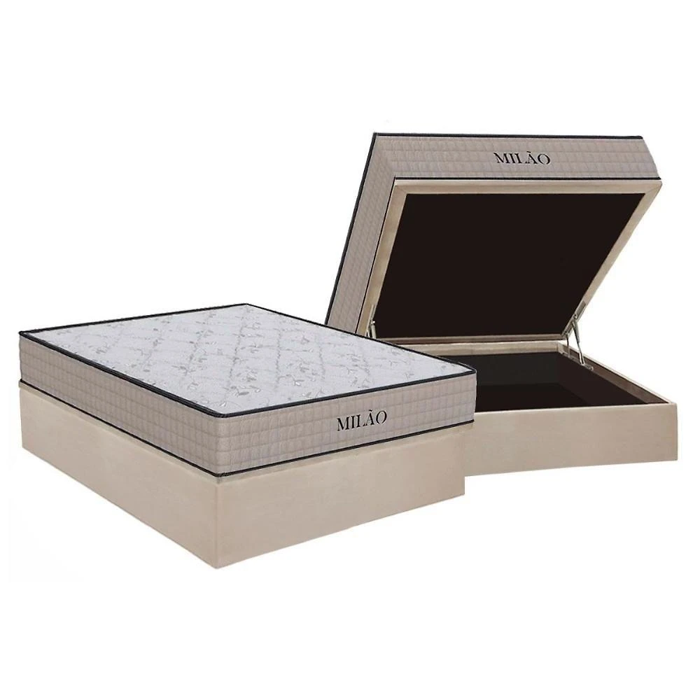 Conjunto Box Baú Casal: Colchão Espuma Orthoflex D33 Milão + Base Crc Suede Clean(138x188)