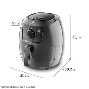 Fritadeira Elétrica Sem Óleo Air Fryer Electrolux Family Efficient EAF50 5L – Grafite + Cafeteira Elétrica Efficiente ECM10 15 Xícaras - Preta 110V