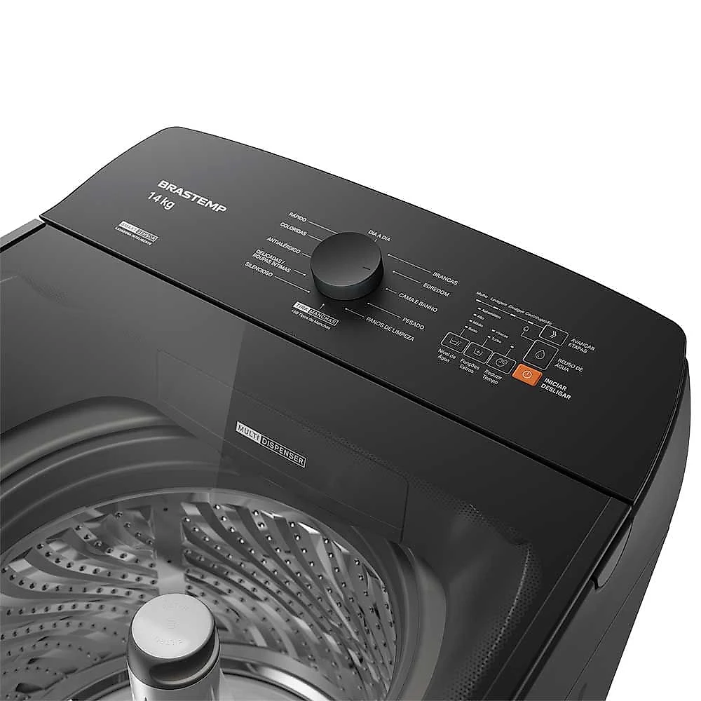 Lavadora de Roupas Brastemp 14Kg Cinza Platinum com 12 Programas de Lavagem com Smart Sensor e Reduzir Tempo - BWJ14A9 110
