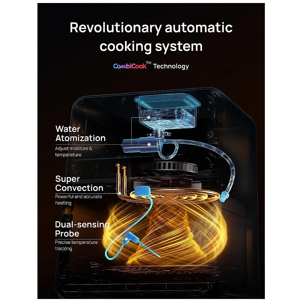 Fritadeira Elétrica Air Fryer 6L com Sonda de Cozimento e Atomizador de Água, 1800W, Dreo ChefMaker, Prata e Preta