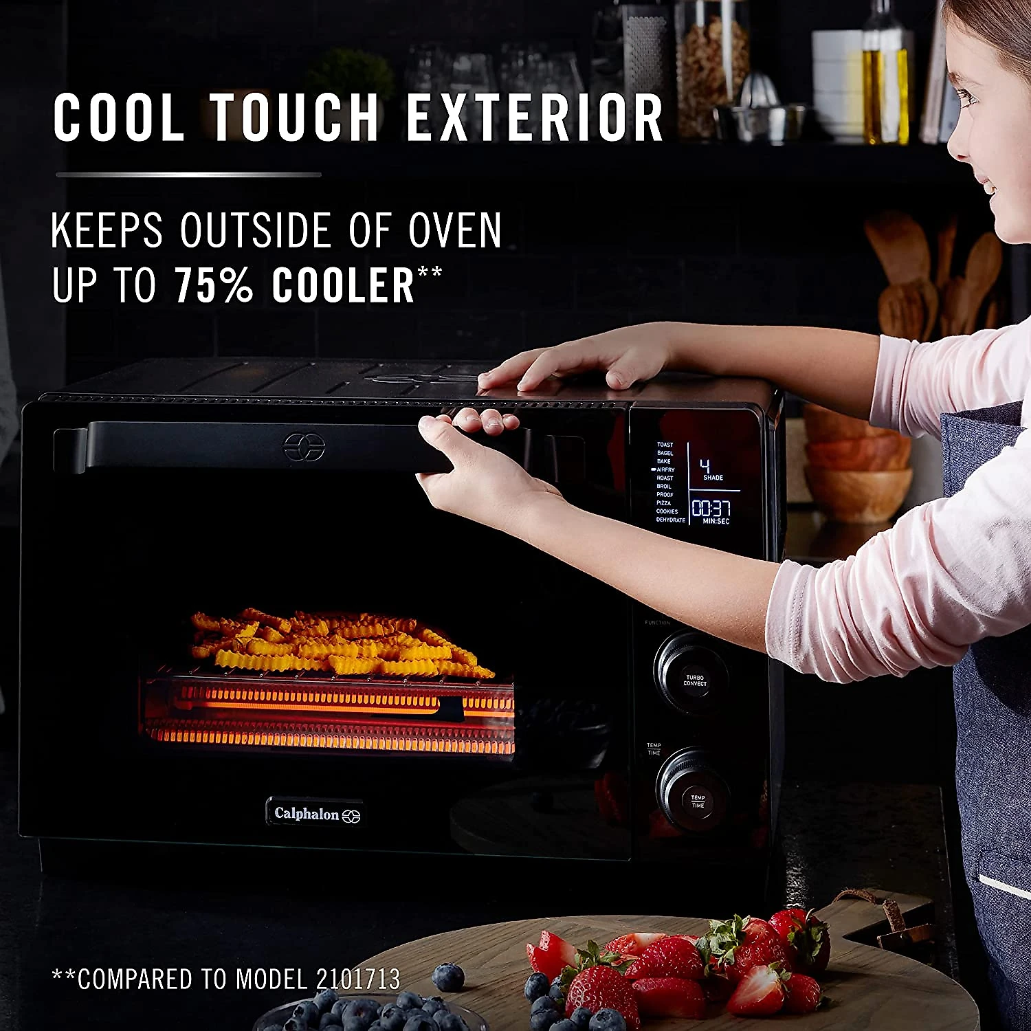 Calphalon Forno Elétrico de Bancada com Controle de Temperatura e Temporizador 110V Aço Inoxidável Preto
