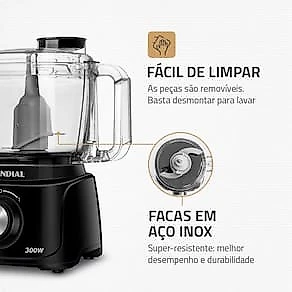 Mini Processador de Alimentos Mondial Turbo Pratic MP-16 300W - Preto 110V