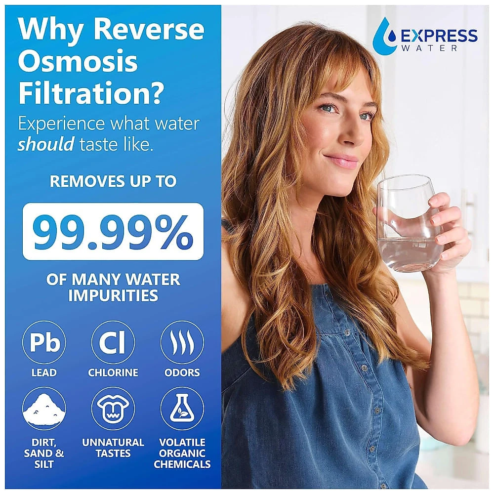 Miniatura Filtro de Água de Bancada sem Instalação com Osmose Reversa e Filtro de Água RO, 110V Express Water ROC001, Branco