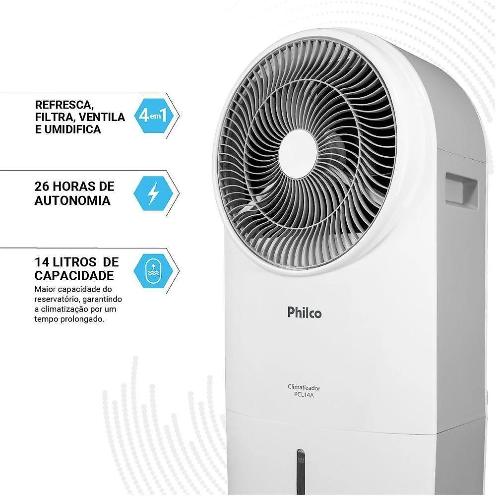 Climatizador De Ar Philco 14L 4 Em 1 90W PCL14A 110V