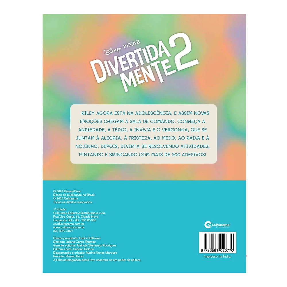 Livro Divertidamente 2 Culturama para Colorir com 500 Adesivos