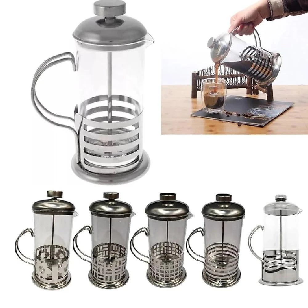Cafeteira Francesa Em Inox Luxo Chaleira Expressa Em Vidro Cremeira Bule Prensa French Press Luxo 600ml
