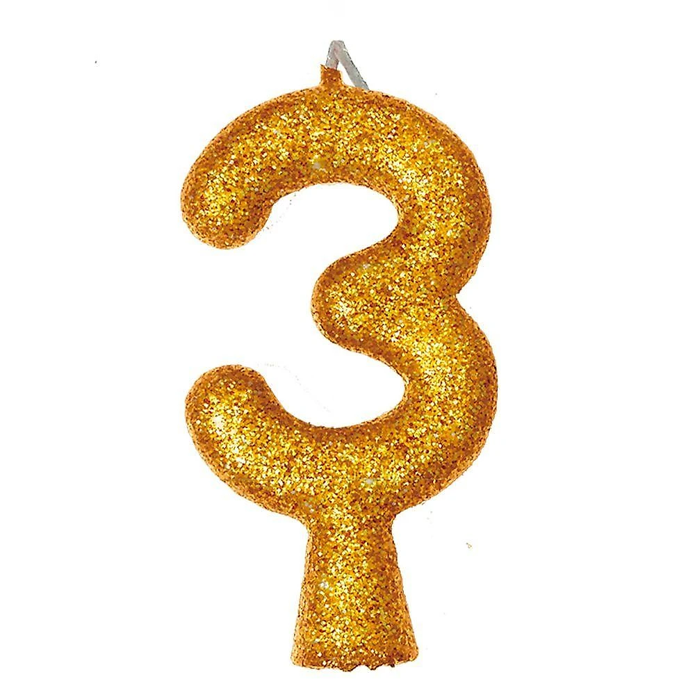Vela De Aniversário Puro Glitter Dourada Modelo 7