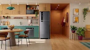 Miniatura Geladeira Brastemp BRM46MK 385 Litros Frost Free Duplex Painel Eletrônico Inox 110V