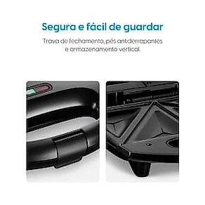 Sanduicheira Elgin SAN4X Fast Time 800W Placas Duplas Luz Indicadora e Porta-Fios 110V