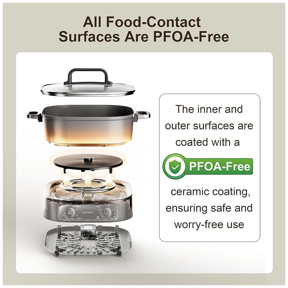 MultiCooker Elétrico 6 Litros com Revestimento Cerâmico Livre de PFOA - Autucu 1600W