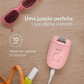 Depilador Philips Satinelle BRE229/00 Cabeça Lavável 2 Velocidades Capa Massageadora Banco e Rosa Bivolt