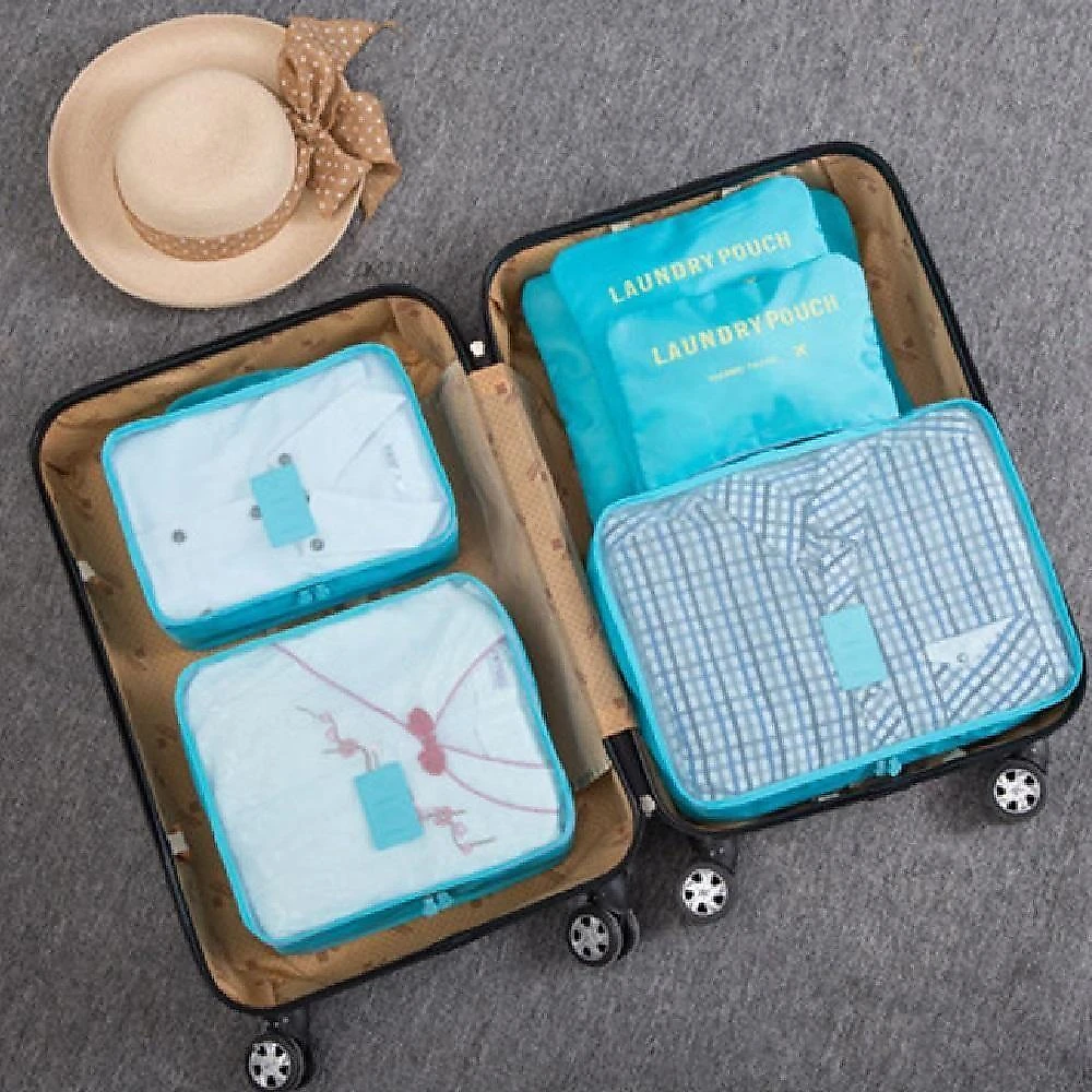 Kit Organizador de Mala Yeet 6 Peças Poliéster com Zíper Azul