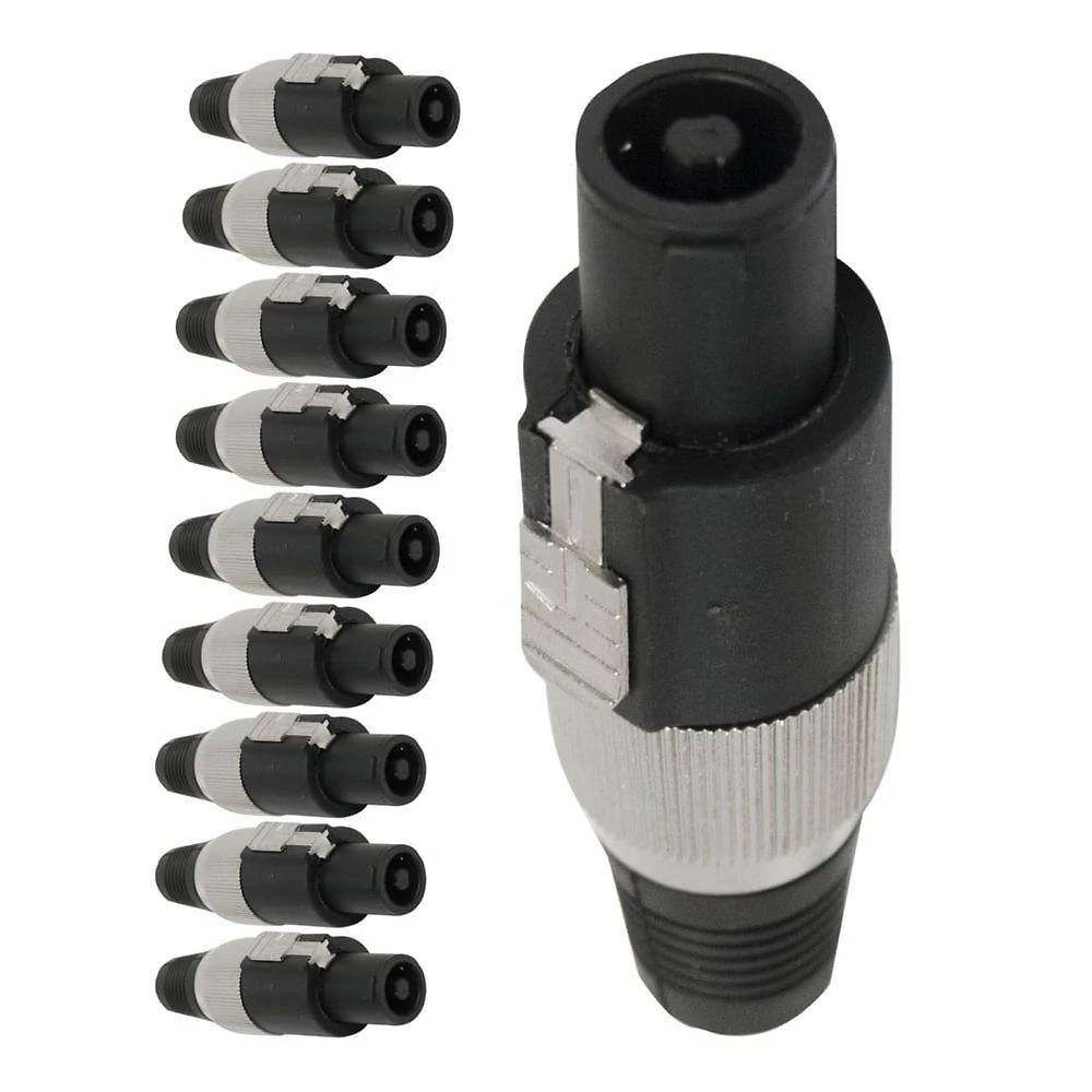 Conector Macho Speak-On 4 Polos Plug Metal para Sistemas de Áudio Profissional Storm 10 Unidades