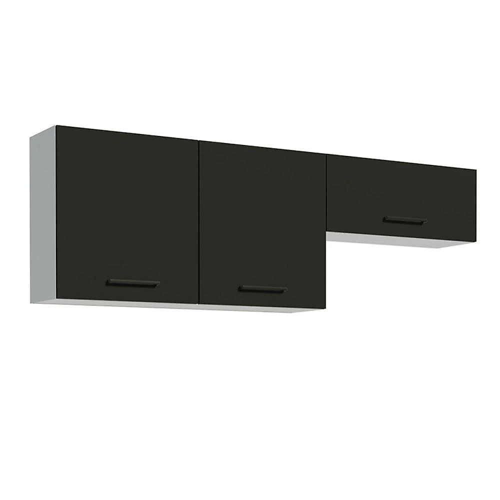 Kit com 2 Armários Aéreos Multiuso 3 Portas Branco/Preto Agata Madesa Branco/Preto