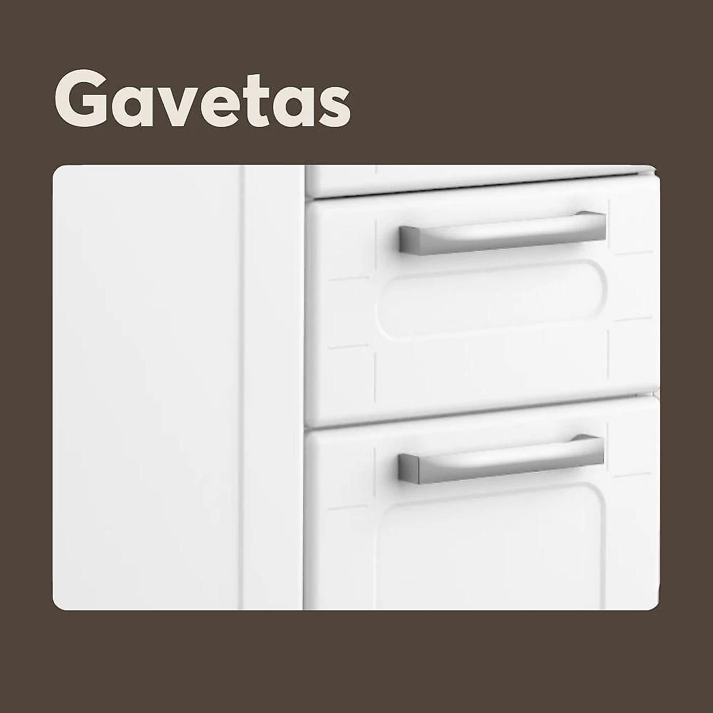 Cozinha Compacta em Aco Multipla 6 Portas 2 Gavetas Branco Bertolini