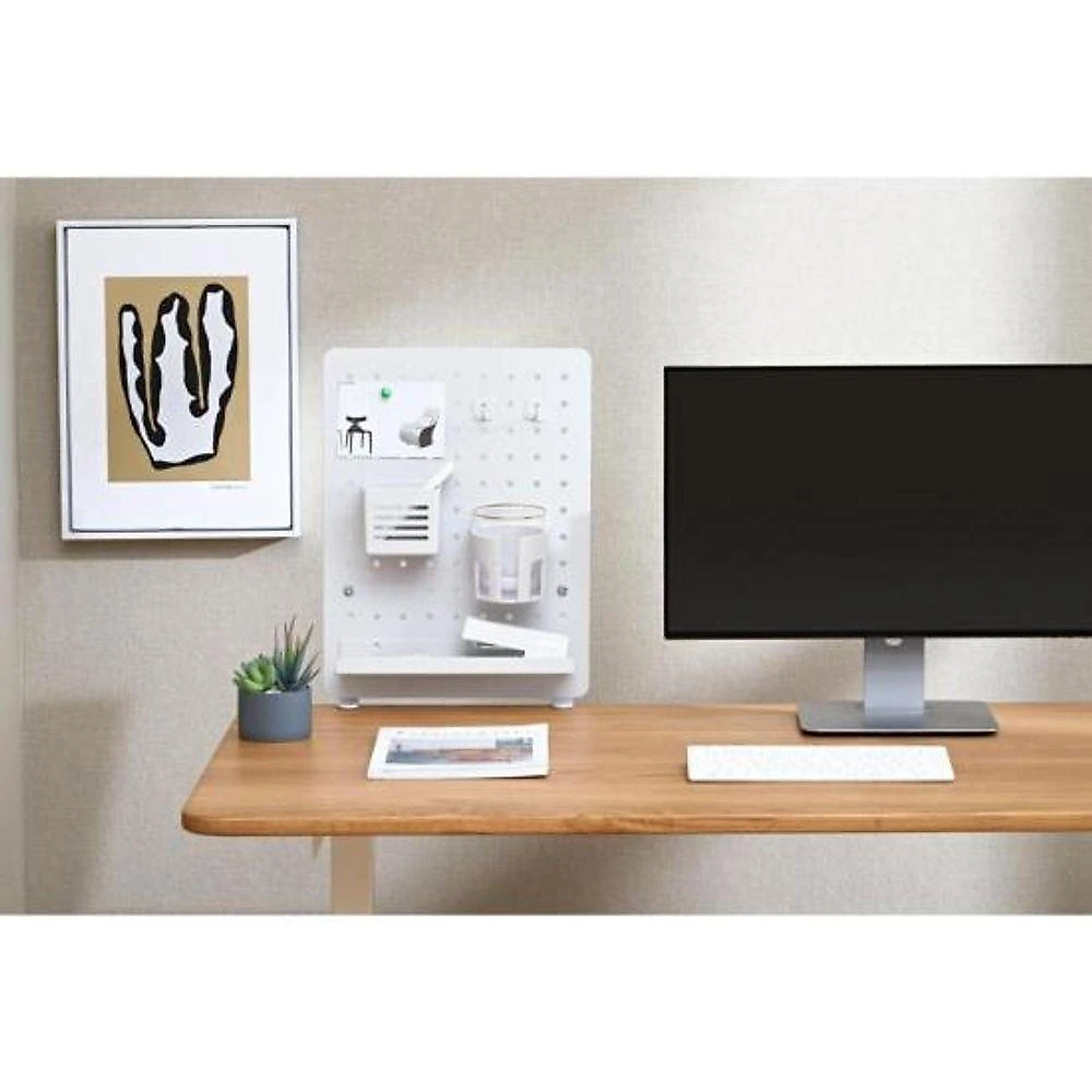 Painel Organizador Grid Space Office com Pegboard e Kit de Acessórios Branco Fortrek