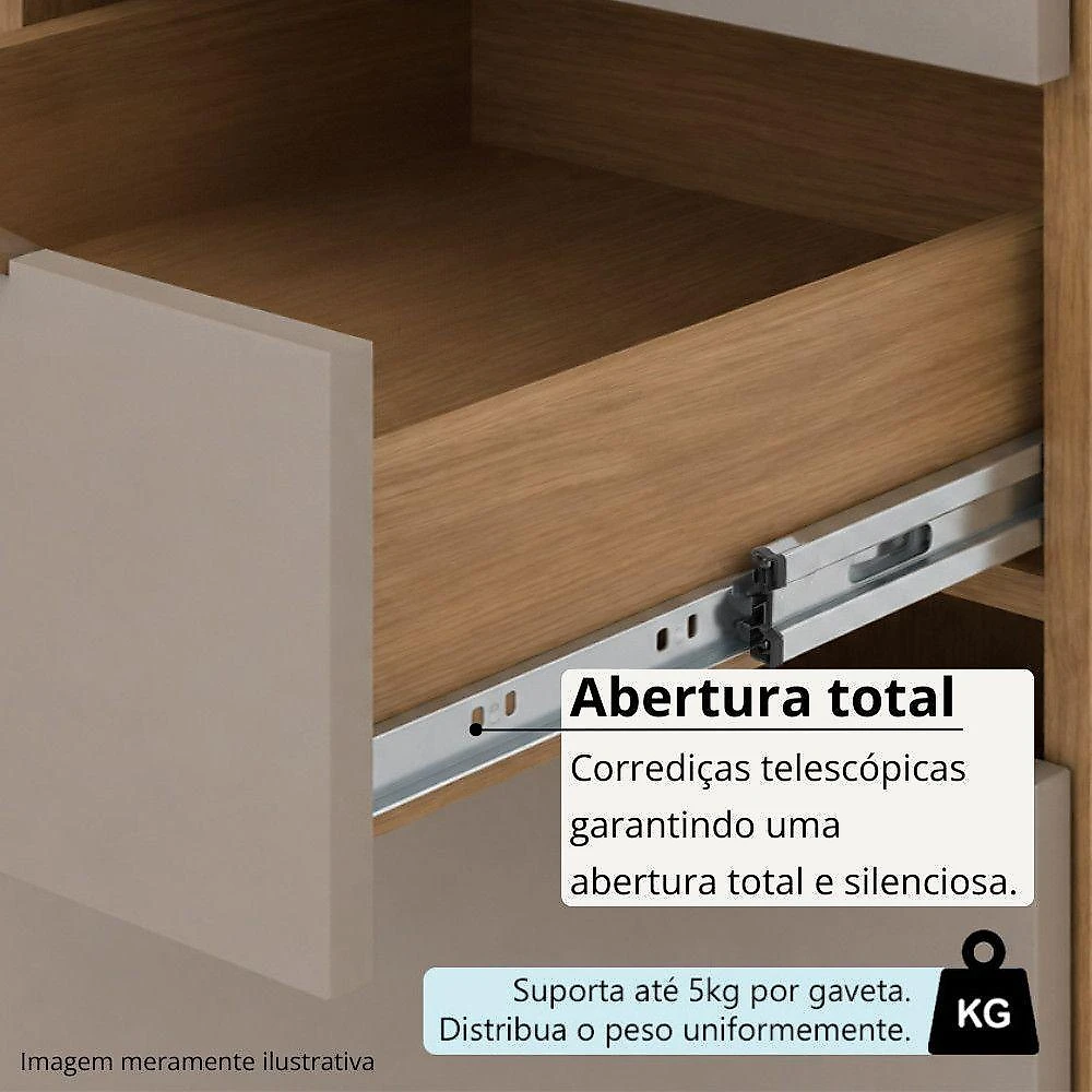 Paneleiro Vitra 2 Portas 2 Gavetas MDP-MDF 70CM Marrom Luciane Móveis