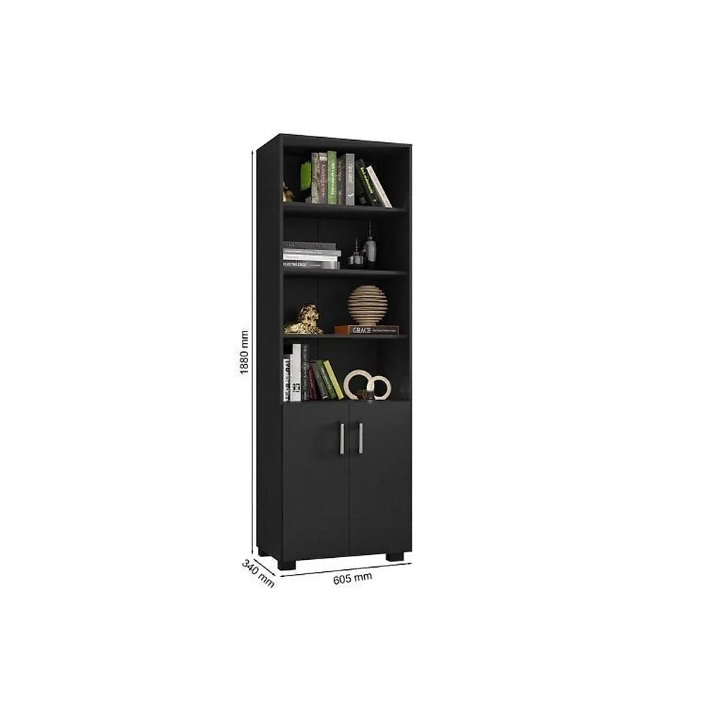 Kit 3 Peças com Escrivaninha Gávea e 2 Armários Conjunto Home Office 3 Peças com Escrivaninha Gávea e 2 Armários Preto