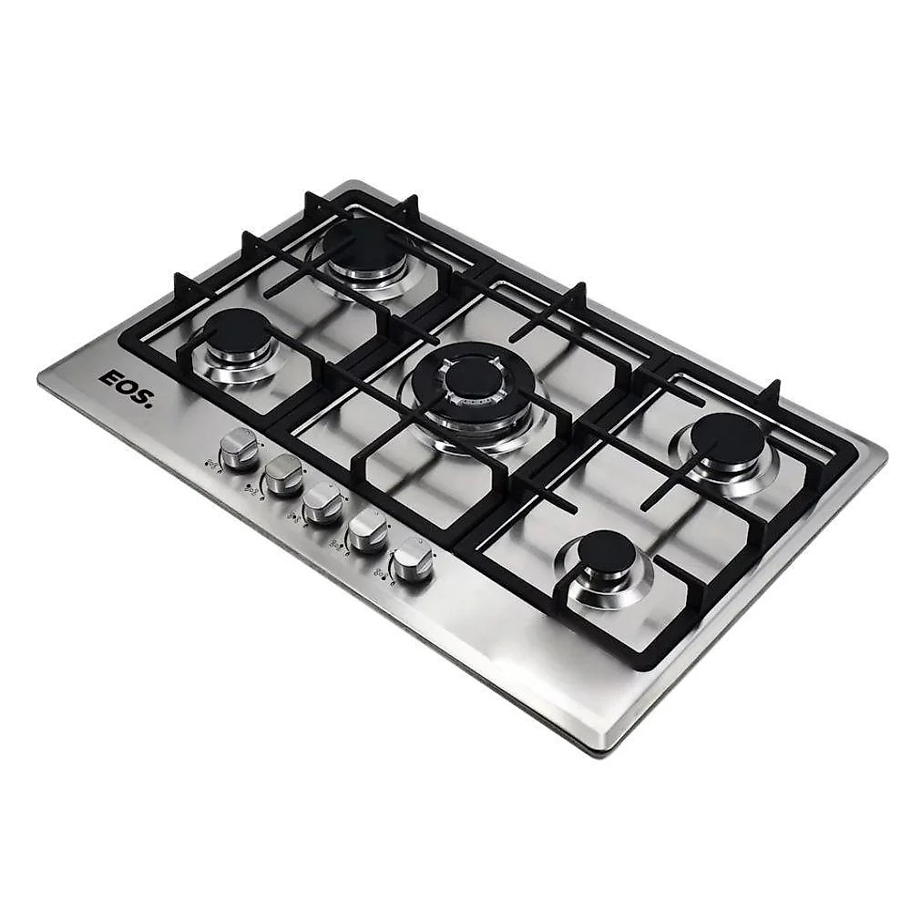 Fogão Cooktop Inox A Gás 5 Bocas 1 Dupla Ecg05 Eos + 2 Panelas Tramontina Turim Bivolt