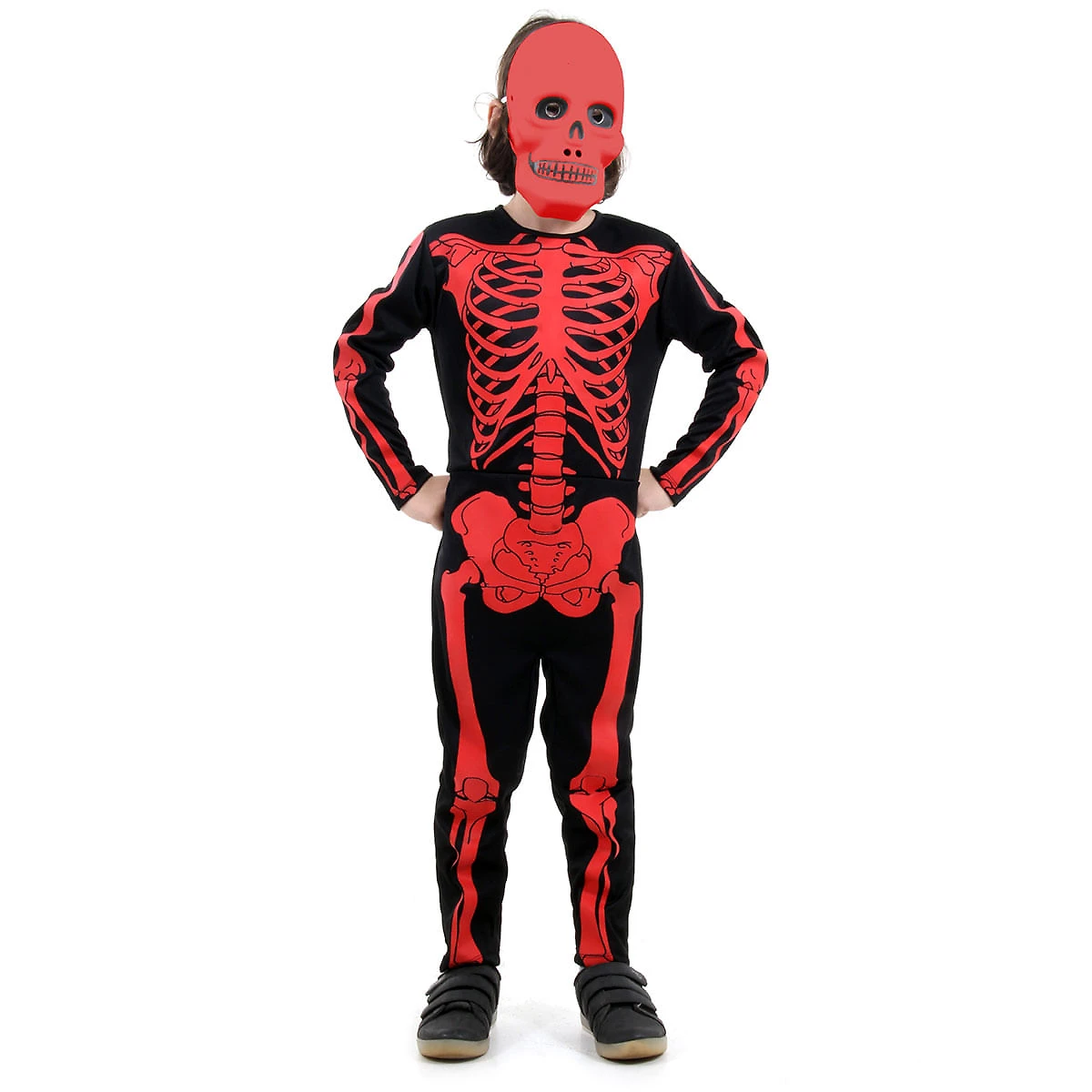 Fantasia Esqueleto Macacão Vermelho Infantil - Halloween