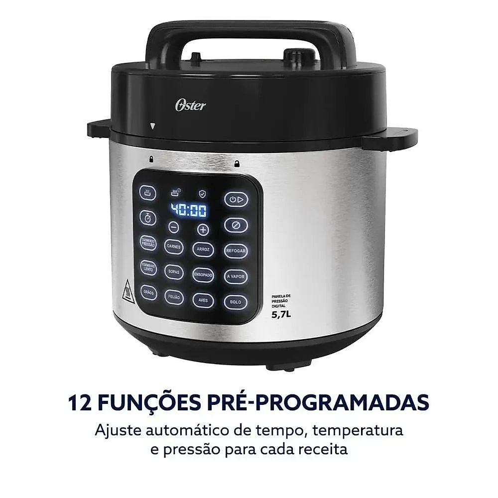 Panela de Pressão Elétrica Digital Oster 57L 1000W Preta 110V